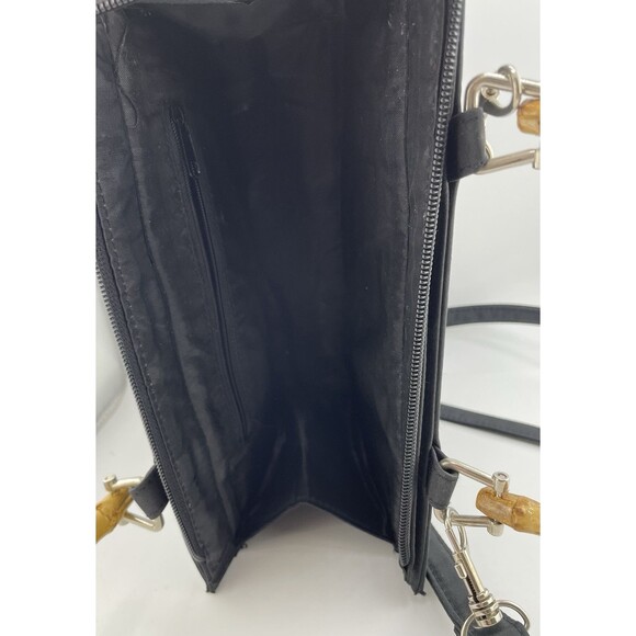 Unbranded Purse Women Black Palm Tree Bamboo Look Handles Shoulder Strap Handbag - Picture 4 of 4